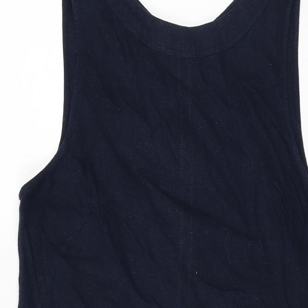 Marks and Spencer Womens Blue Linen Shift Size 10 V-Neck Pullover