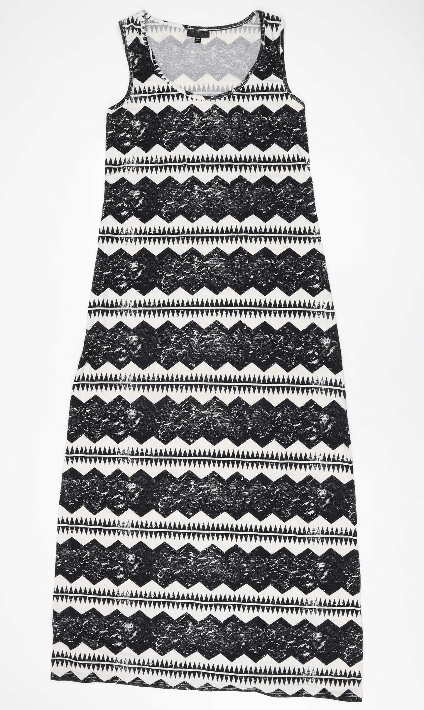 Topshop Womens White Geometric Polyester Maxi Size 12 Scoop Neck Pullover