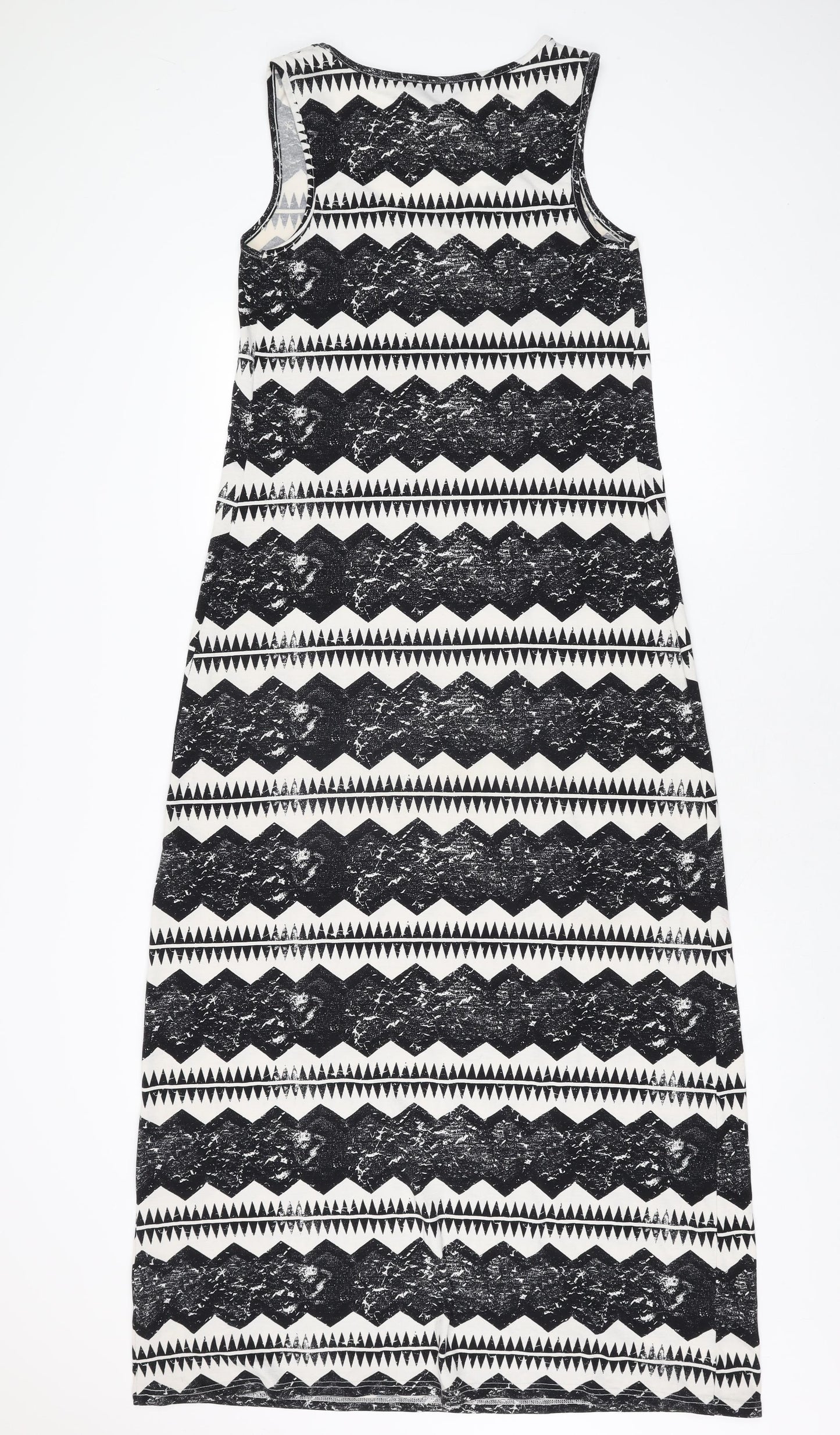 Topshop Womens White Geometric Polyester Maxi Size 12 Scoop Neck Pullover