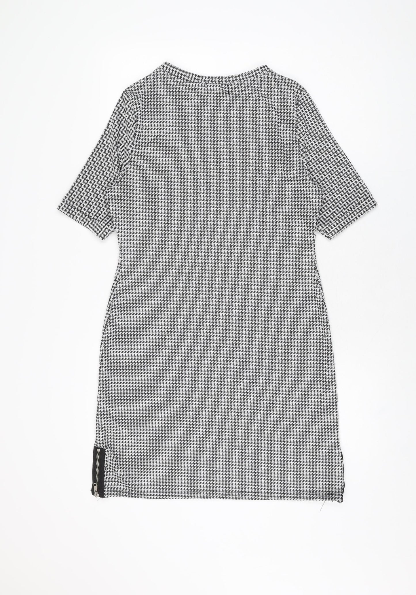 Lipsy Womens Grey Houndstooth Polyester Shift Size 10 Round Neck Pullover