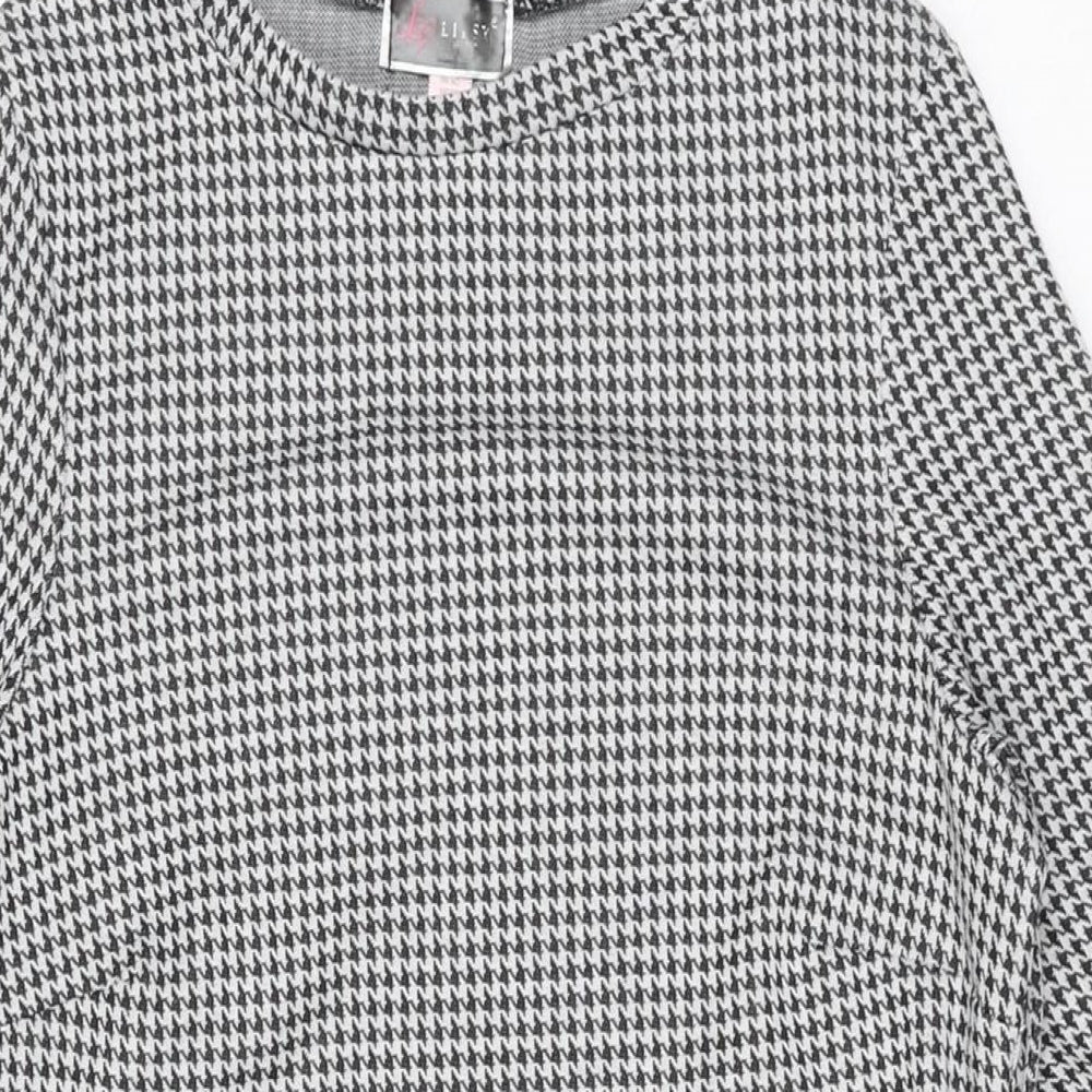 Lipsy Womens Grey Houndstooth Polyester Shift Size 10 Round Neck Pullover