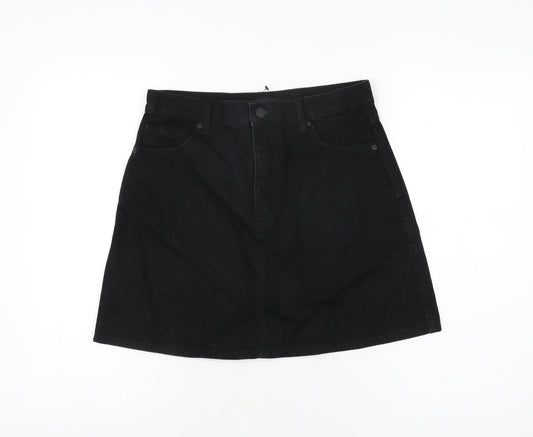 Uniqlo Womens Black Cotton A-Line Skirt Size 27 in Zip