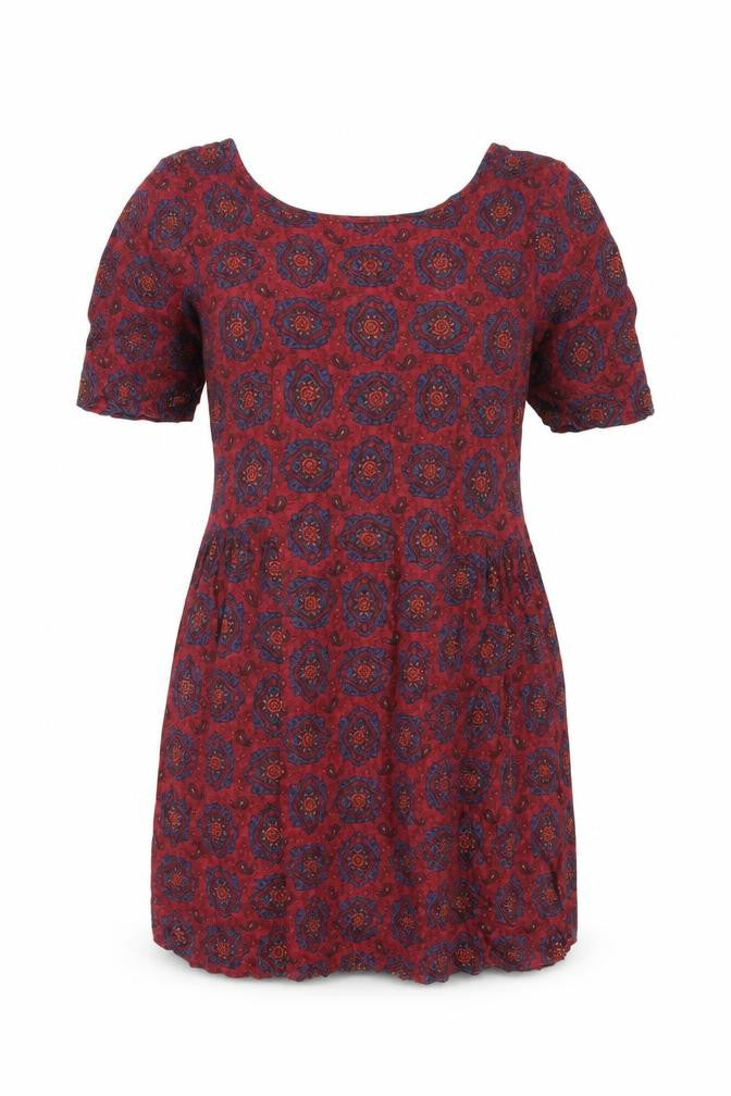 Staring at Stars Womens Red Geometric Viscose Mini Size XS Scoop Neck Zip