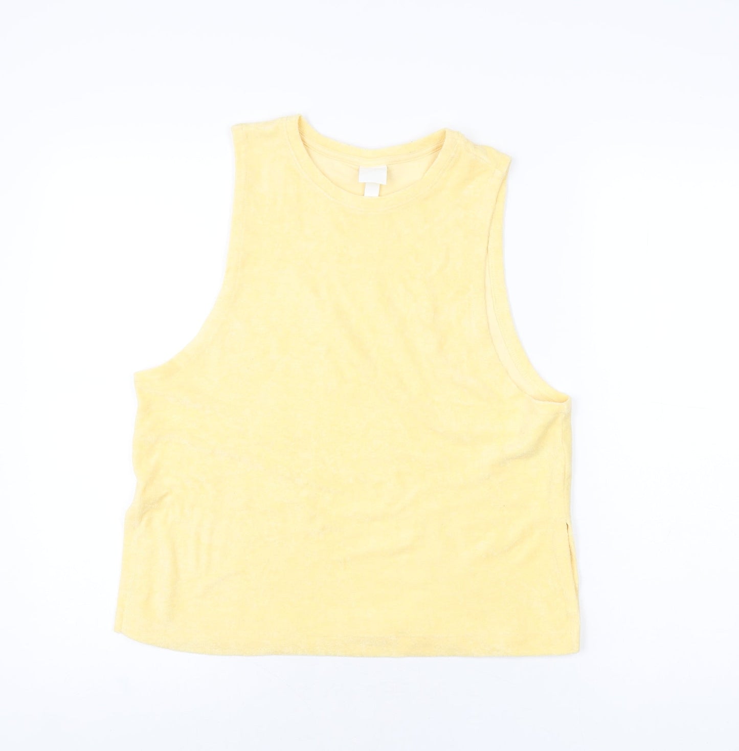 H&M Womens Yellow Polyester Basic T-Shirt Size S Round Neck