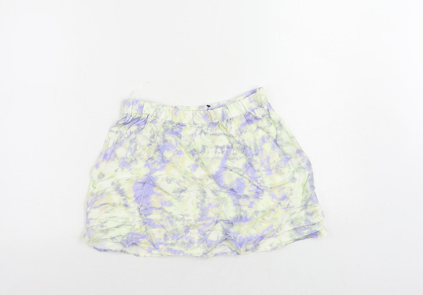 Zara Womens Multicoloured Viscose Mini Skirt Size XS - Elastic Waist Tie Dye