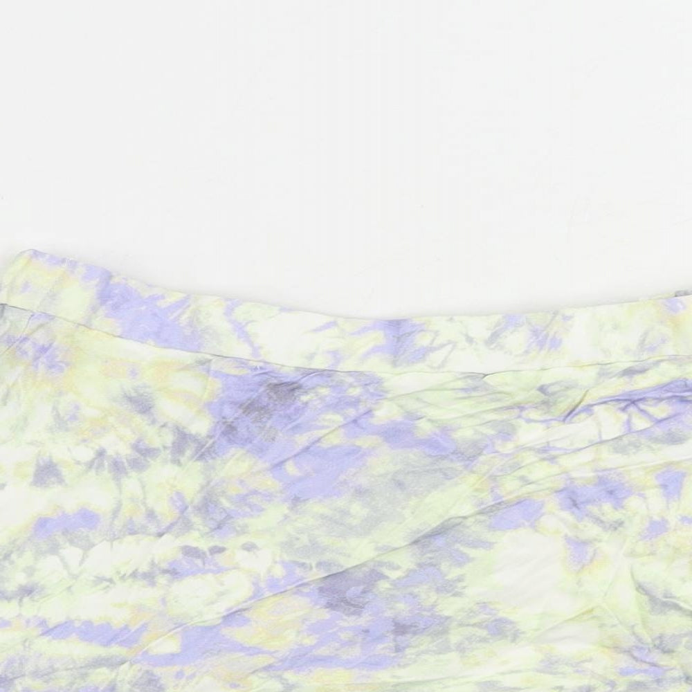 Zara Womens Multicoloured Viscose Mini Skirt Size XS - Elastic Waist Tie Dye