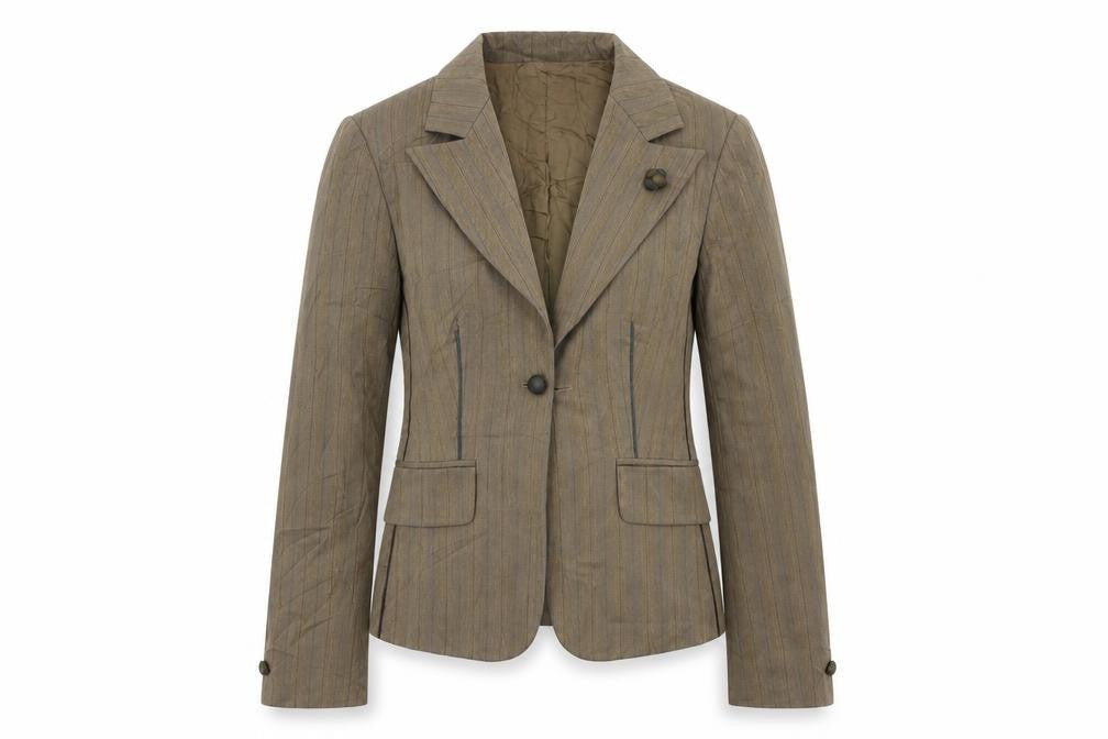 INDIVI Womens Brown Striped Jacket Blazer Size 10 Button