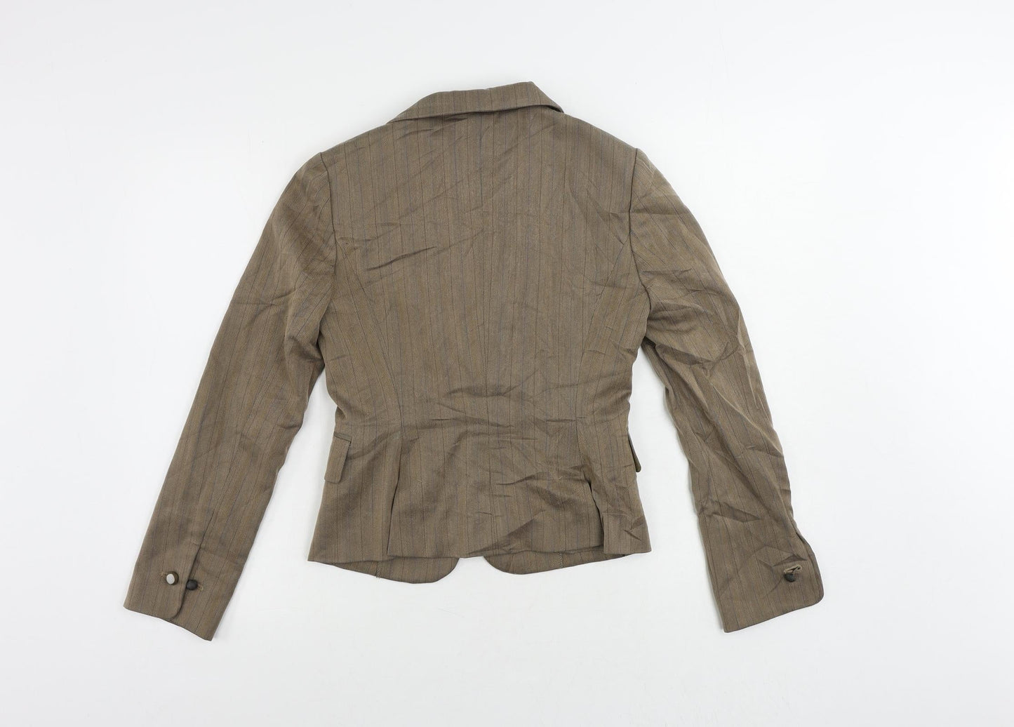 INDIVI Womens Brown Striped Jacket Blazer Size 10 Button