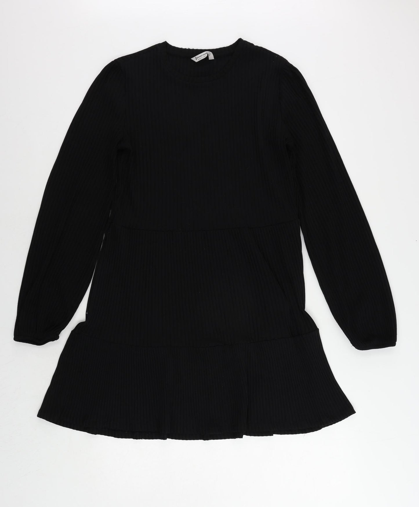 Stradivarius Womens Black Polyester Jumper Dress Size L Round Neck Pullover