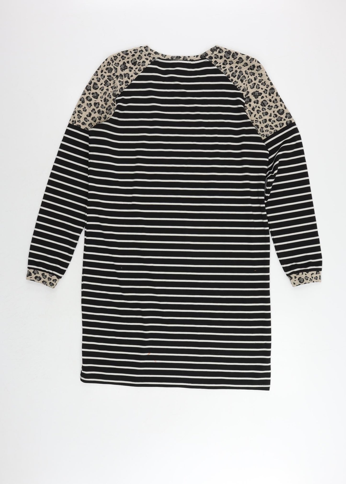 VERO MODA Womens Black Striped Polyester Jumper Dress Size M Round Neck Pullover