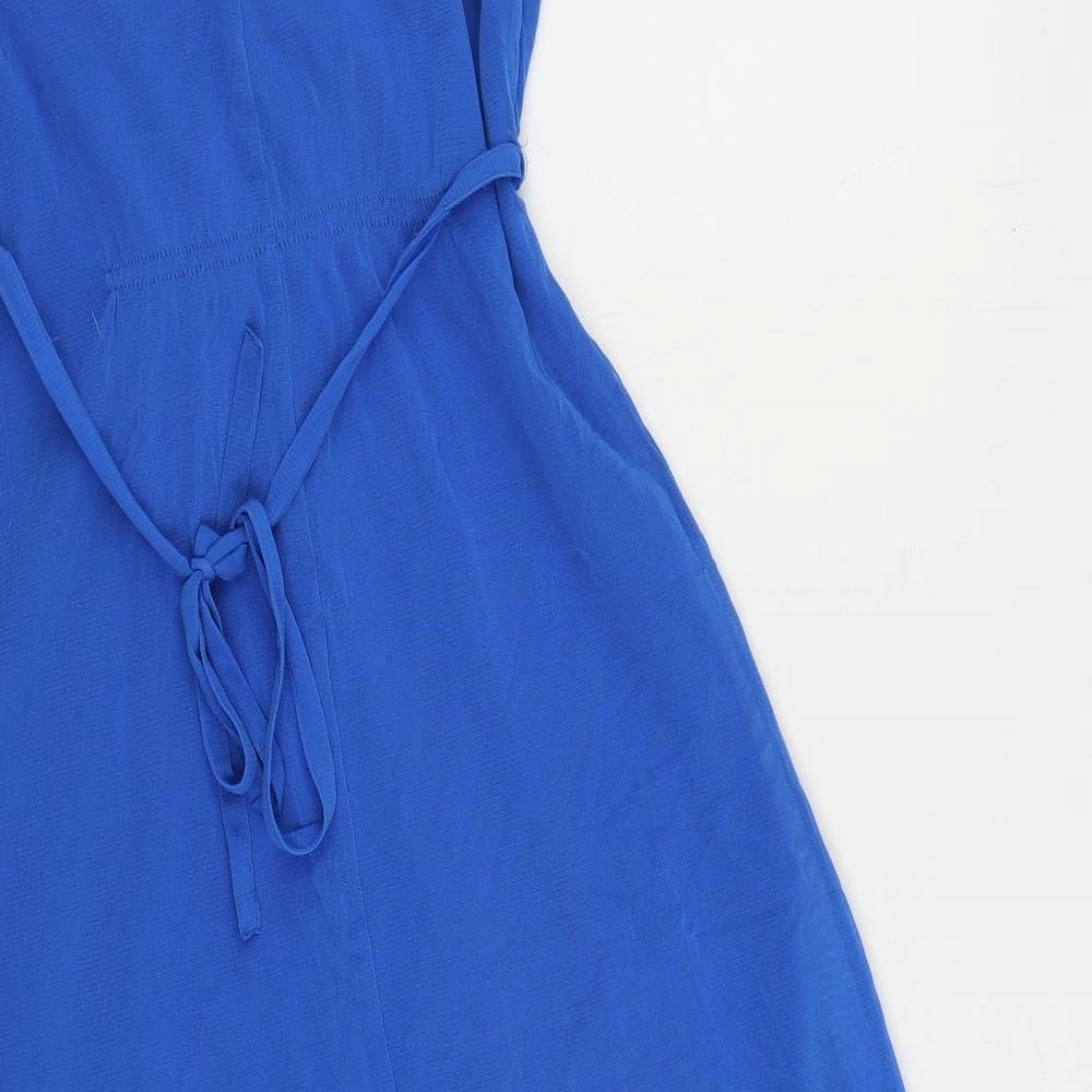 Wallis Womens Blue Nylon A-Line Size 8 Round Neck