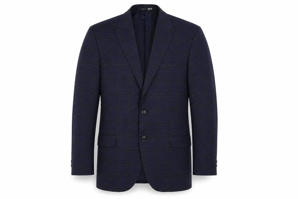 Marks and Spencer Mens Blue Plaid Polyester Jacket Suit Jacket Size 40 Regular