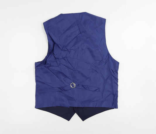 Marks and Spencer Mens Blue Polyester Jacket Suit Waistcoat Size 38 Regular