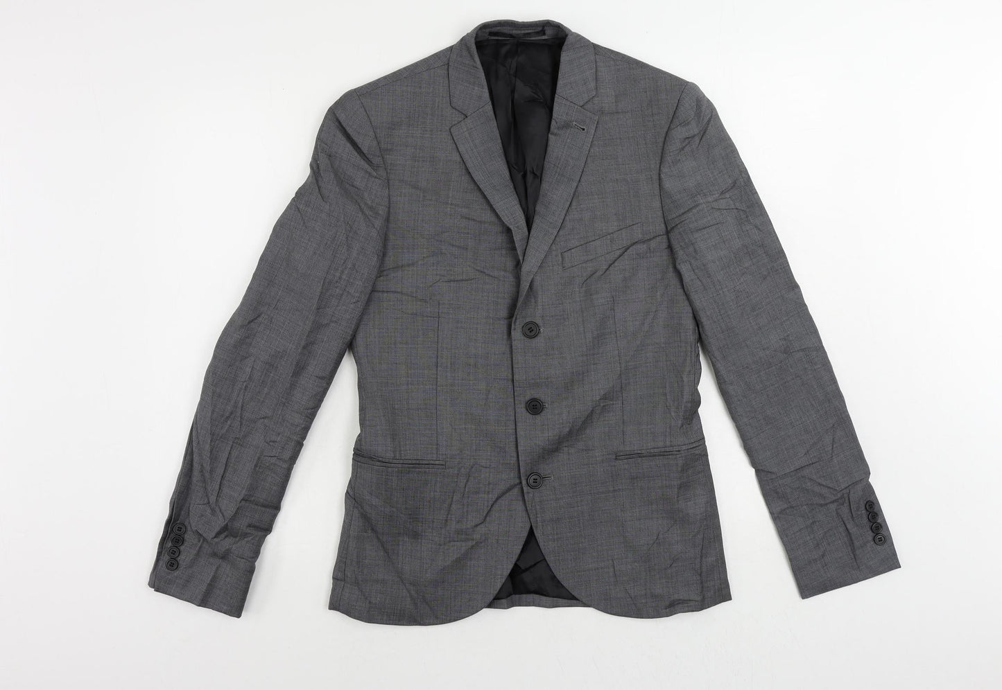 Topman Mens Grey Wool Jacket Suit Jacket Size 36 Regular