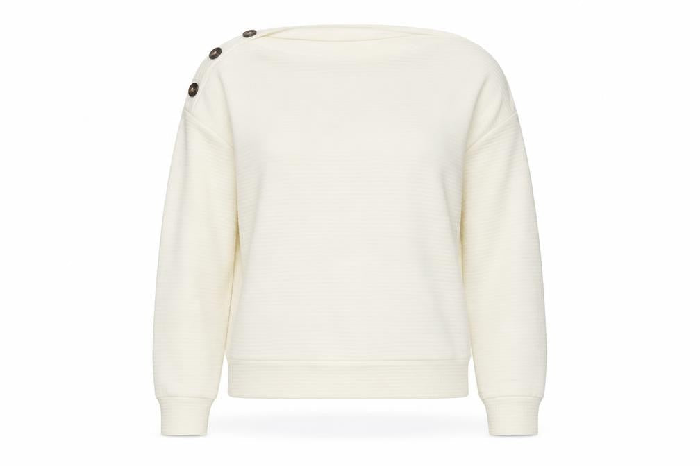 H&M Womens Ivory Polyester Basic Blouse Size S Boat Neck