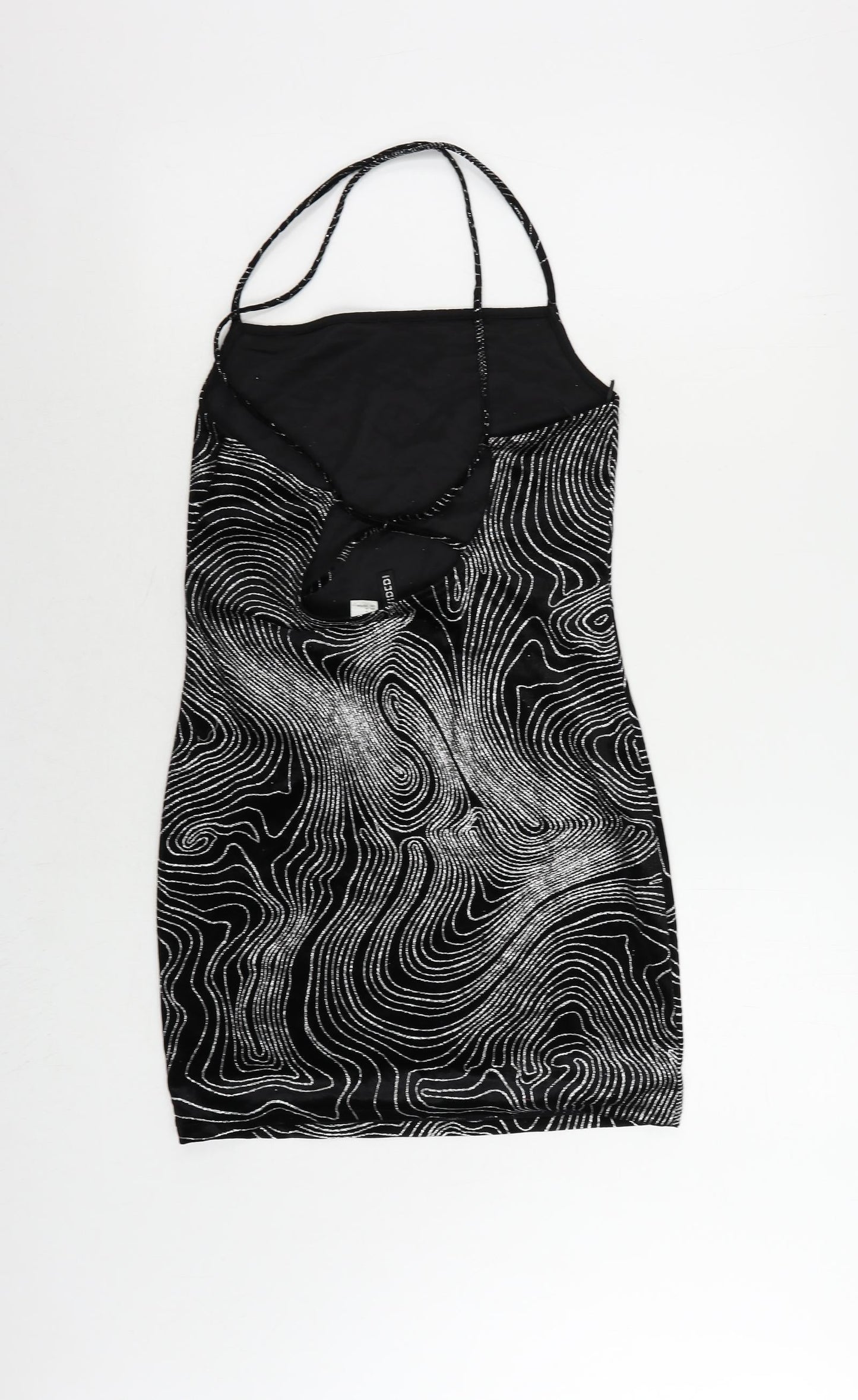 Divided by H&M Womens Black Geometric Polyester Bodycon Size M Cowl Neck Pullover - Glitter