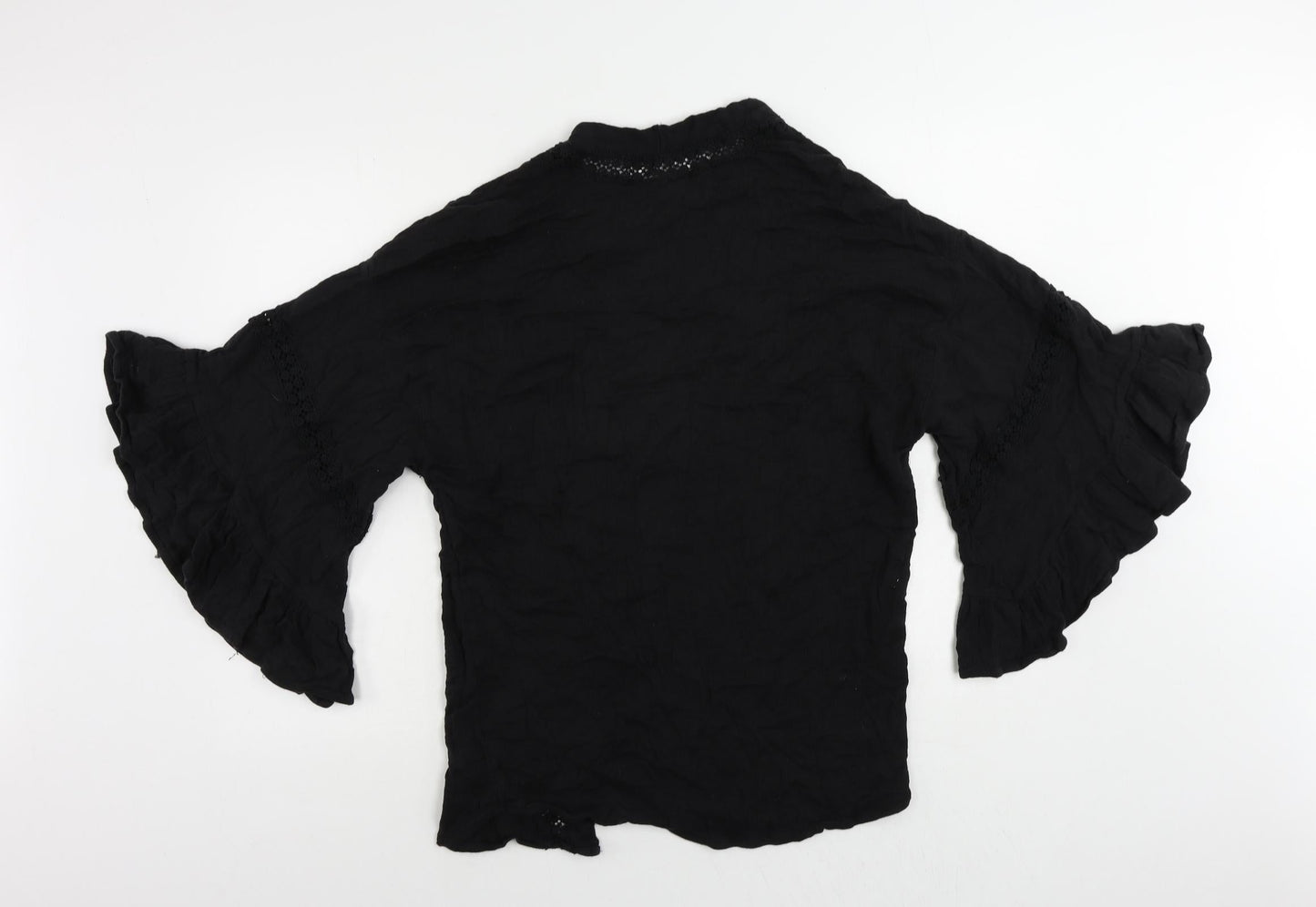 ASOS Womens Black Cotton Kimono Blouse Size 8 V-Neck - Open