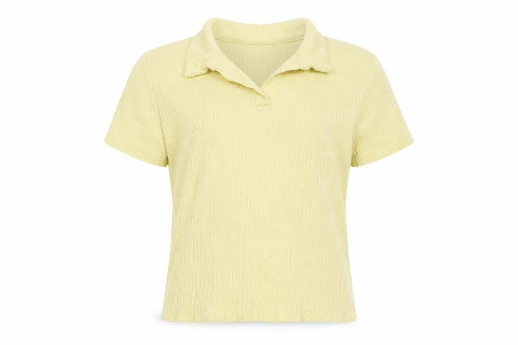 Zara Girls Yellow Polyester Basic Polo Size 9 Years Collared Pullover