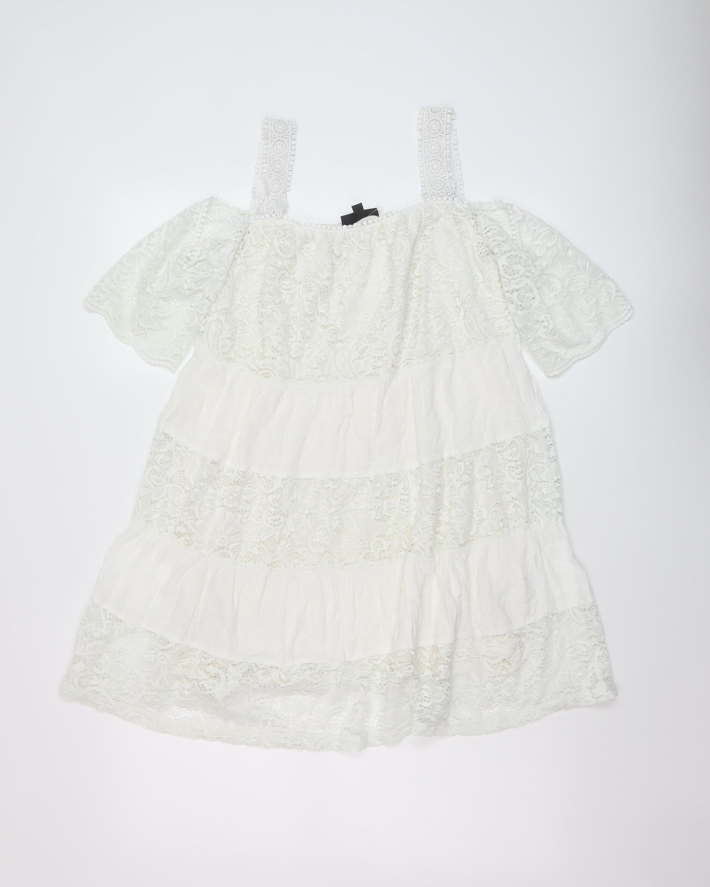 Topshop Womens White Viscose A-Line Size 6 Square Neck Pullover