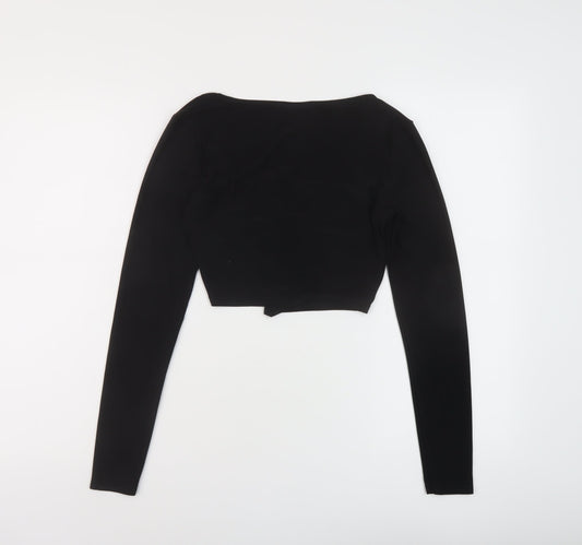 ASOS Womens Black Polyester Cropped Blouse Size 8 Scoop Neck