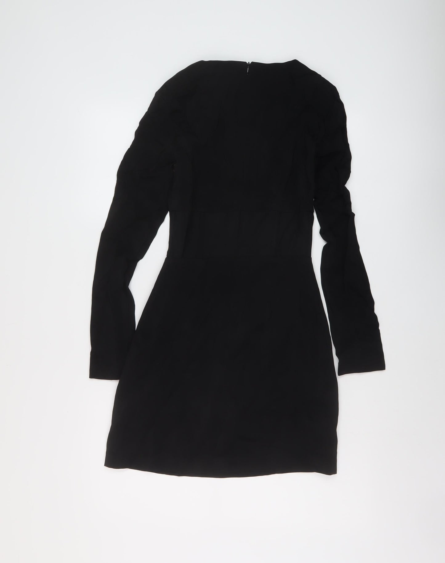 Zara Womens Black Viscose A-Line Size S Round Neck Zip