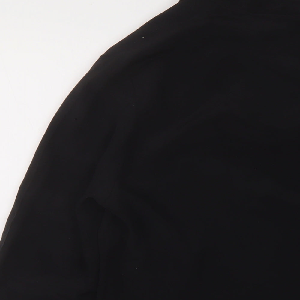 French Connection Womens Black Polyester Basic Blouse Size 12 V-Neck
