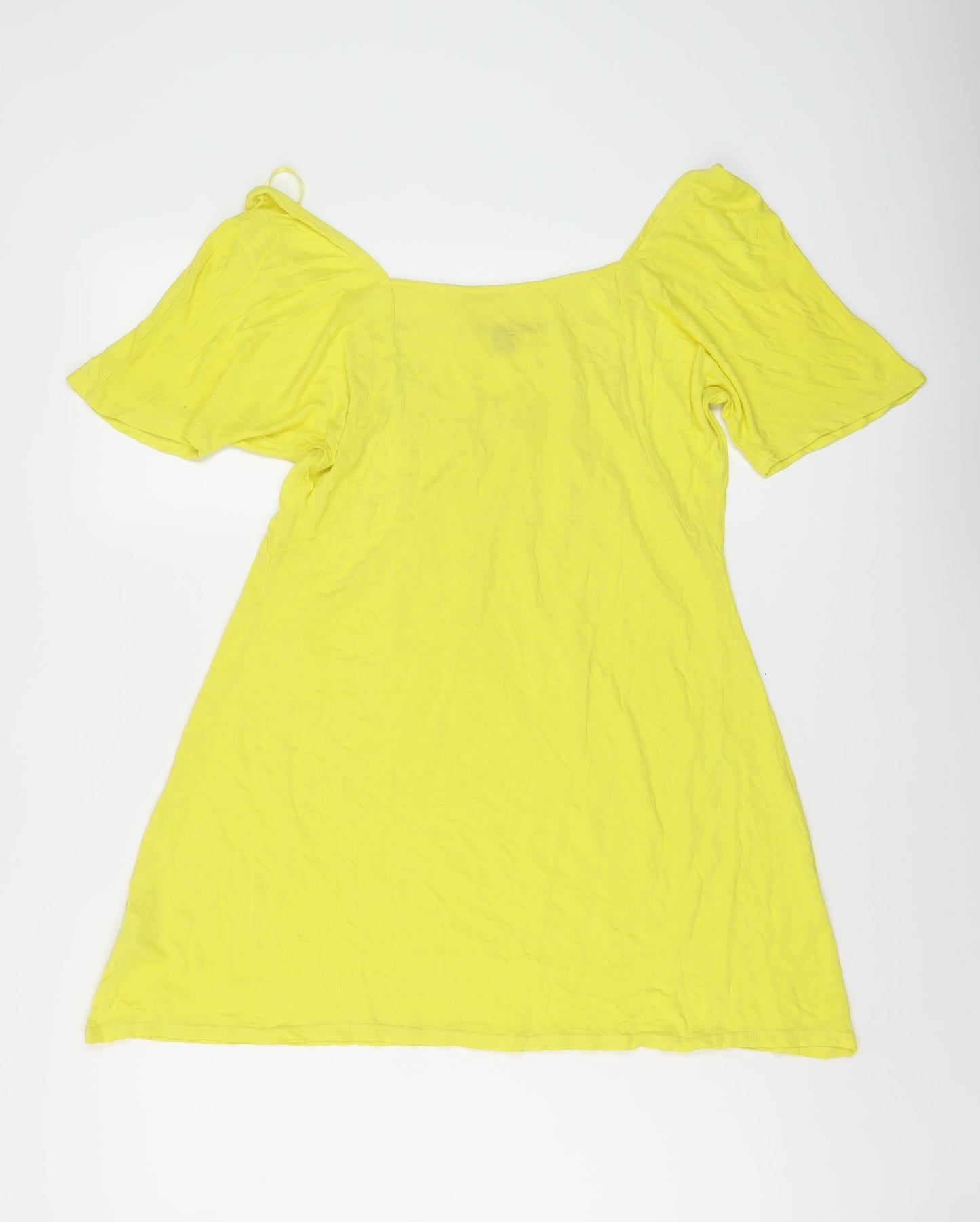 Monsoon Womens Yellow Viscose Basic T-Shirt Size 10 Square Neck