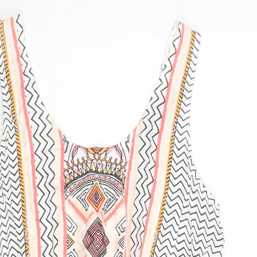 MINKPINK Womens Multicoloured Geometric Viscose Playsuit One-Piece Size M Pullover - Drawstring Waist
