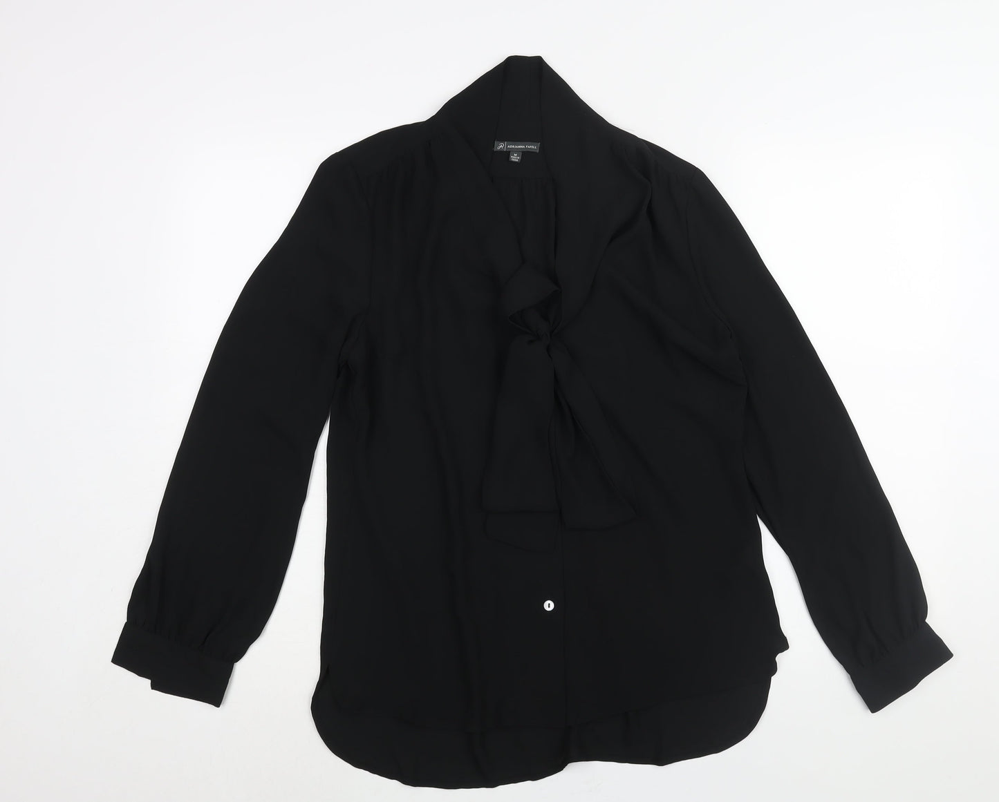 Adrianna Papell Womens Black Polyester Basic Blouse Size M V-Neck - Bow
