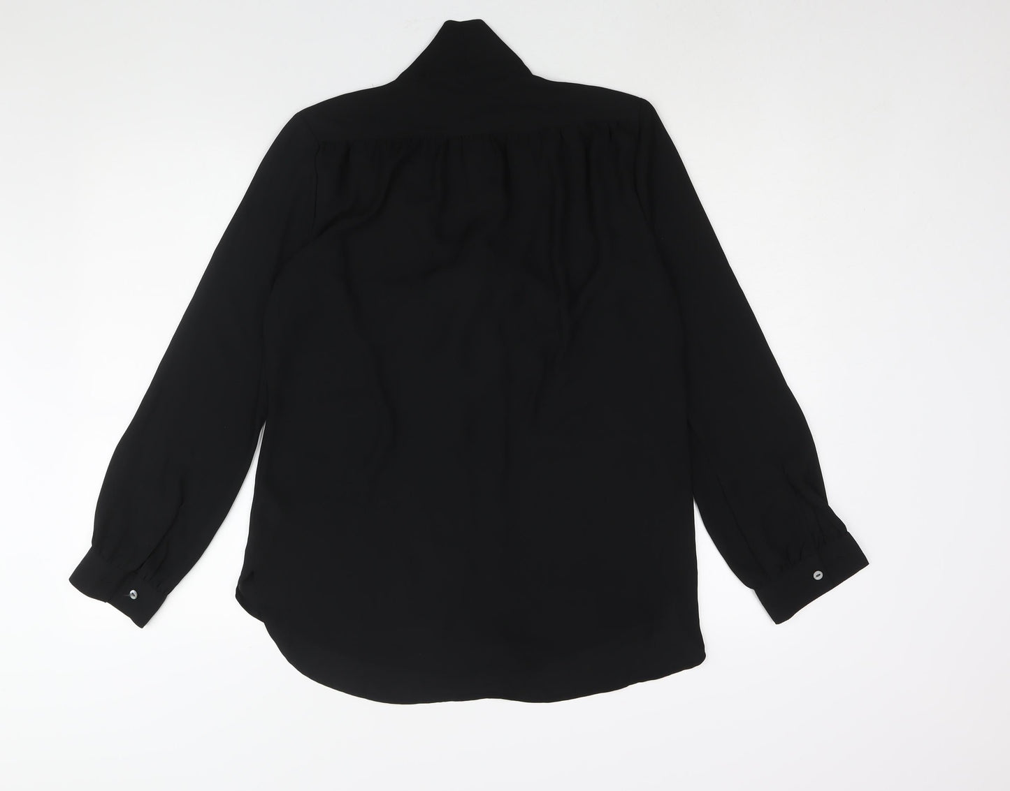 Adrianna Papell Womens Black Polyester Basic Blouse Size M V-Neck - Bow