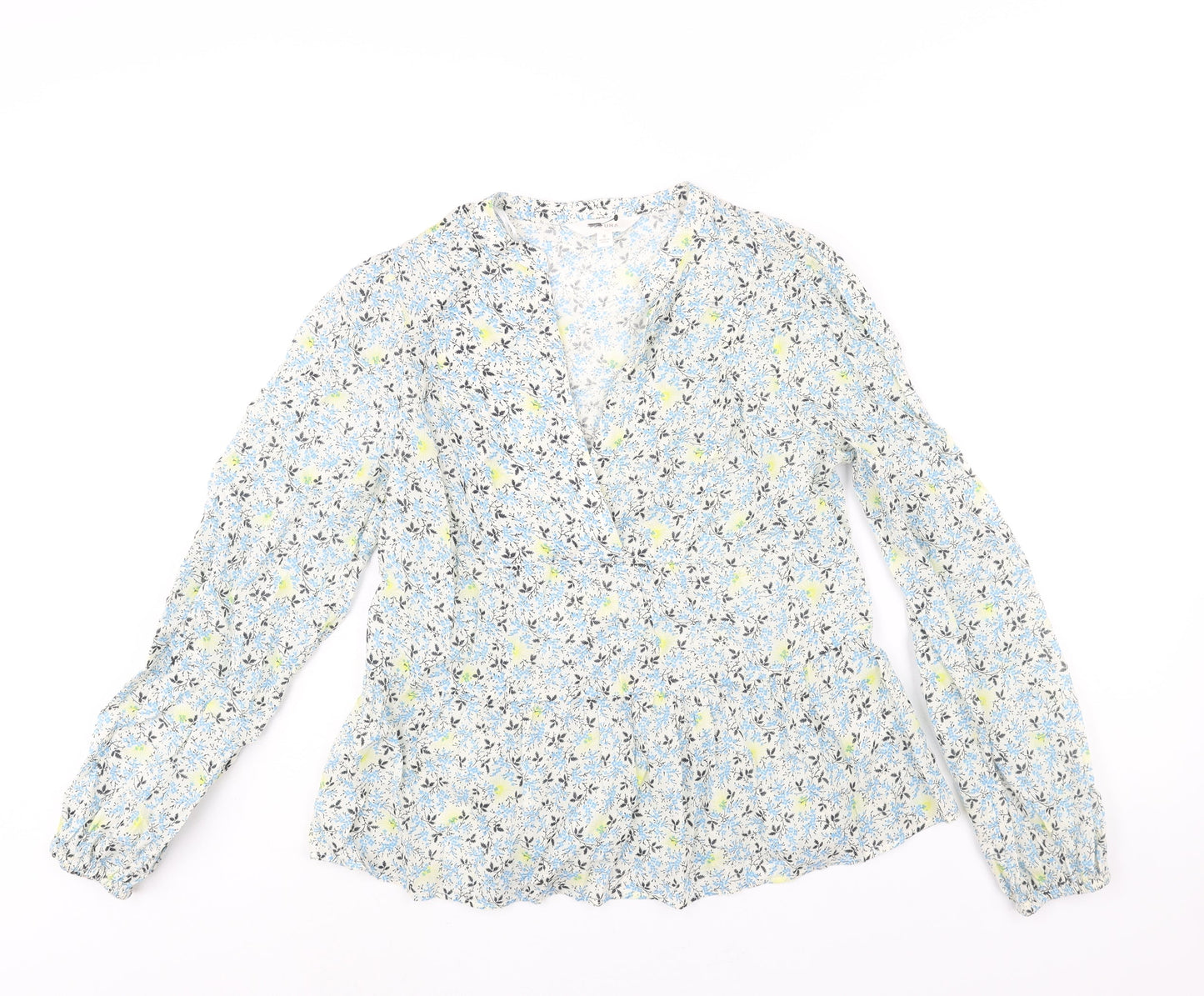 Per Una Womens Multicoloured Floral Cotton Basic Blouse Size 8 V-Neck