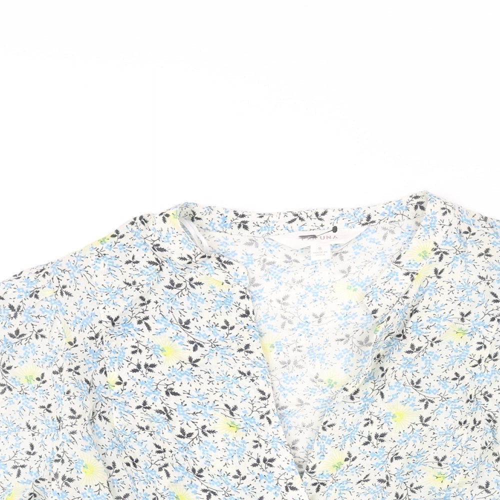 Per Una Womens Multicoloured Floral Cotton Basic Blouse Size 8 V-Neck