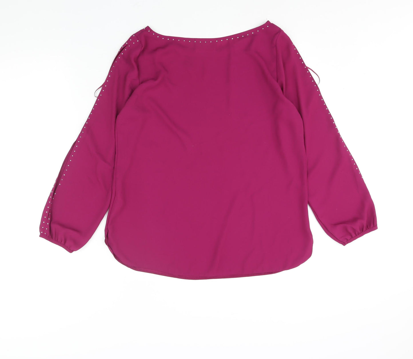 Wallis Womens Purple Polyester Basic Blouse Size 12 Boat Neck - Sleeve Cut Out Stud Detail