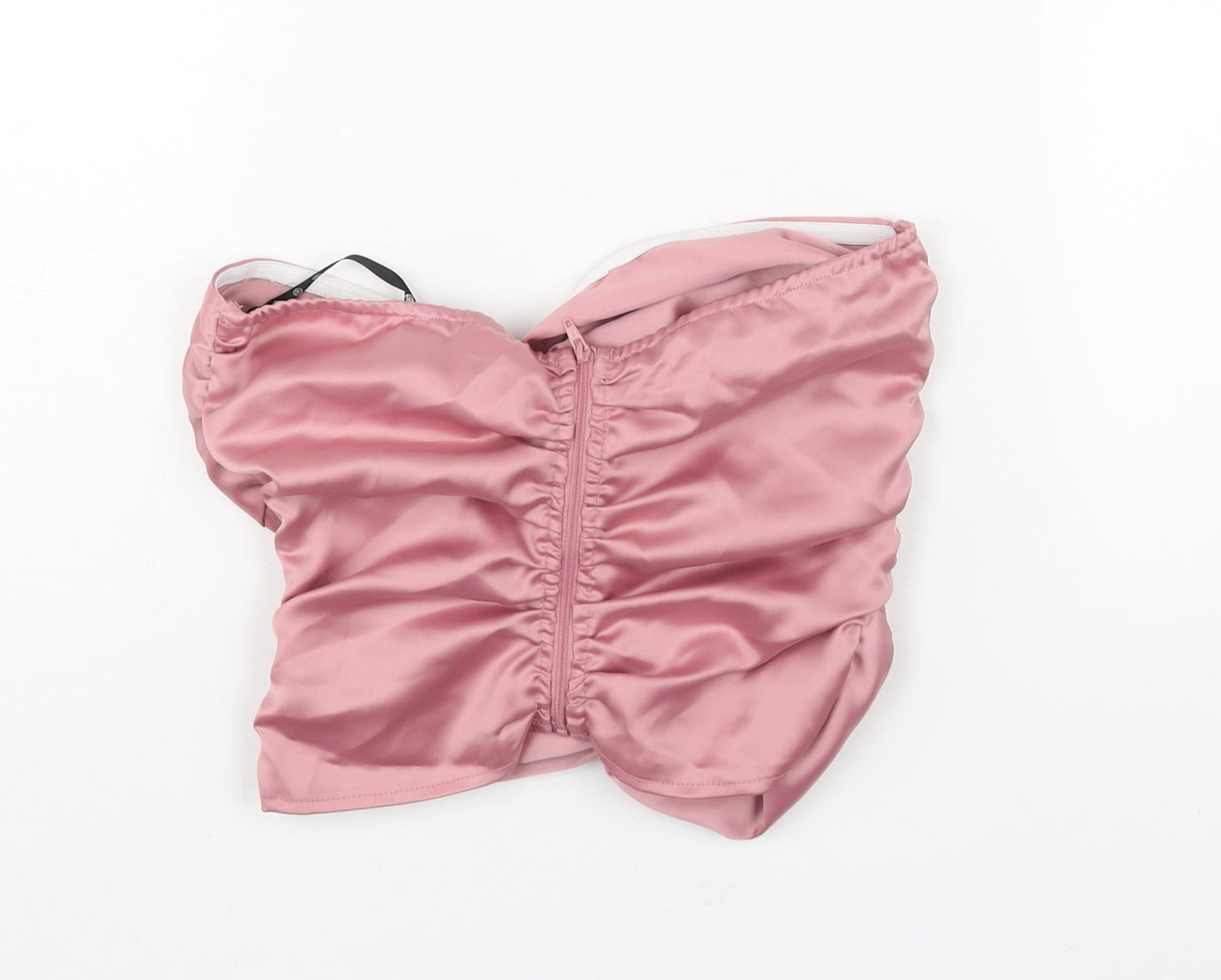 Missguided Womens Pink Polyester Cropped Blouse Size 8 Sweetheart - Rouched Cut Out