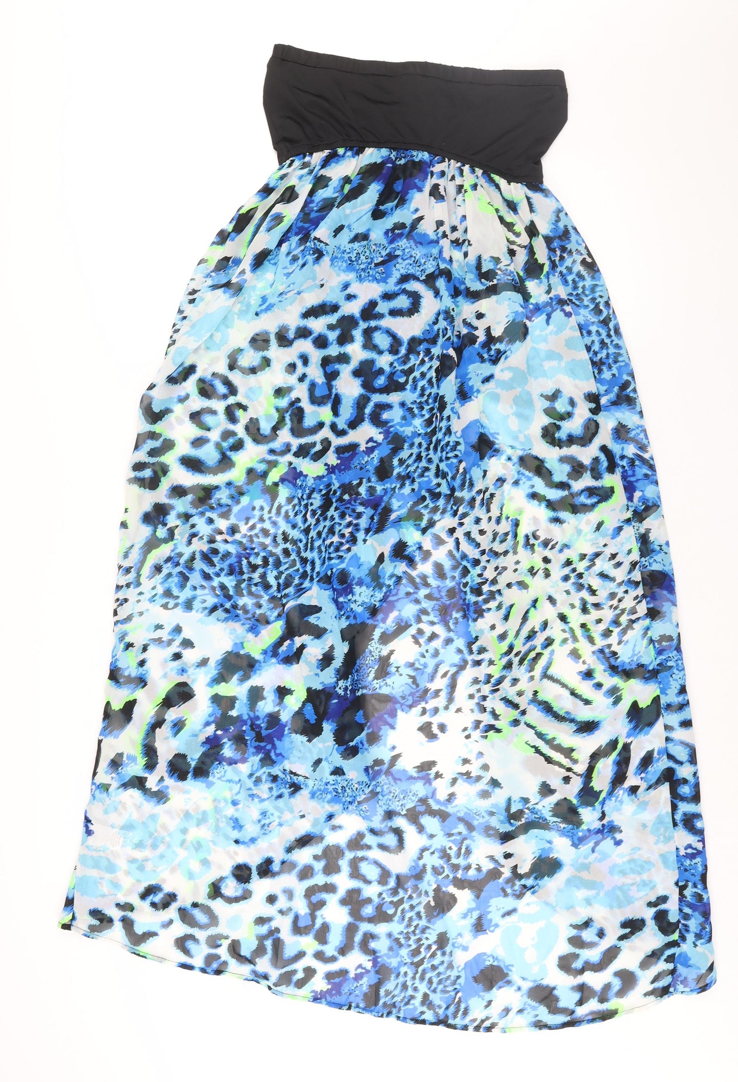 Studio Womens Blue Animal Print Polyester Cover Up Size 8 - Size 8-10 Drawstring Open Front Semi Sheer