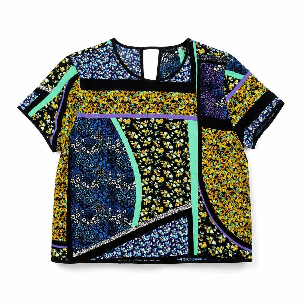 River Island Womens Multicoloured Geometric Polyester Basic Blouse Size 18 Round Neck