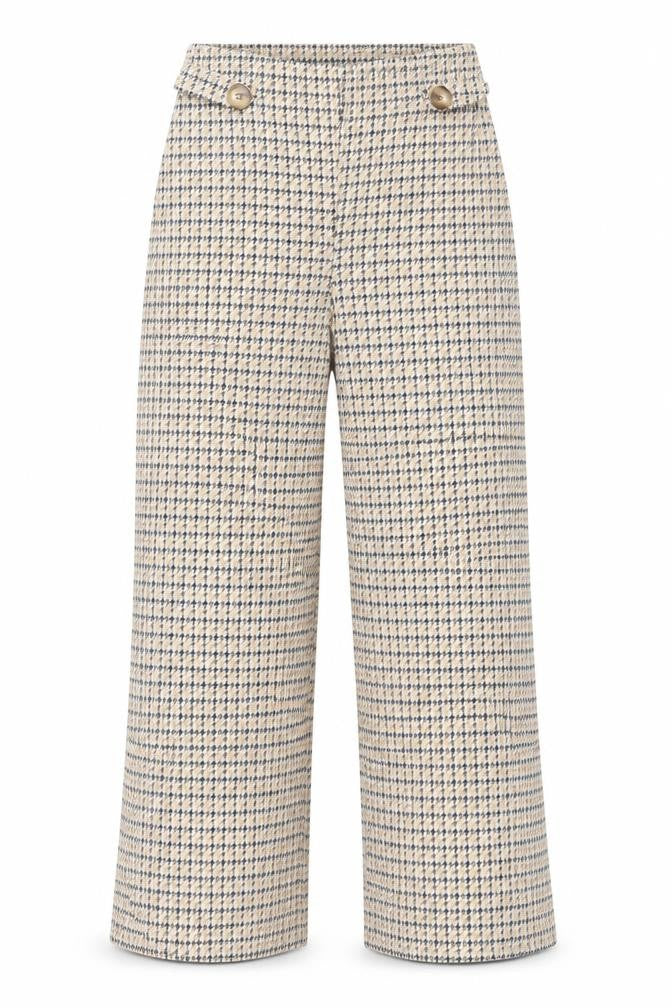 Miss Selfridge Womens Multicoloured Geometric Polyester Cropped Trousers Size 8 L22 in Regular - Houndstooth Print Button Detail