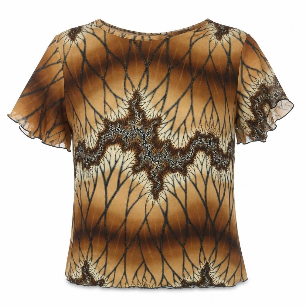 B.T.F Womens Brown Polyester Basic Blouse Size 12 Round Neck