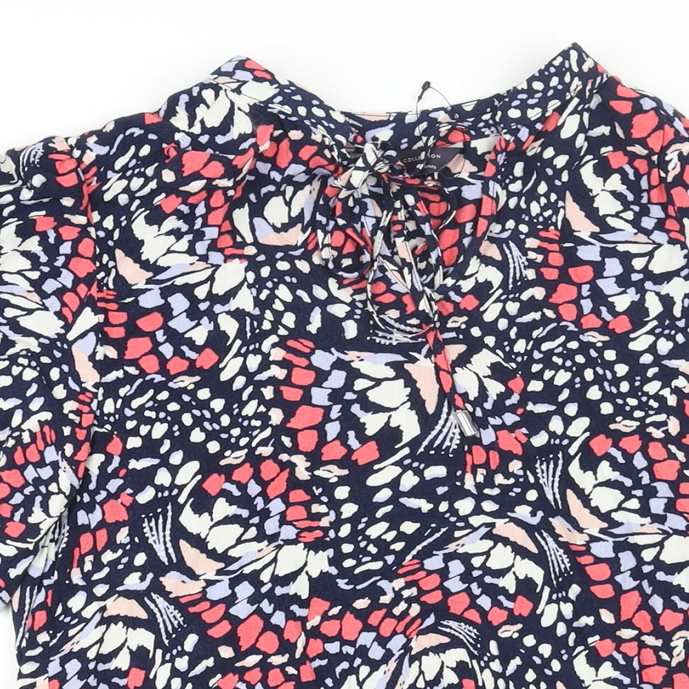 Marks and Spencer Womens Multicoloured Geometric Viscose Mini Size 6 V-Neck Tie - Keyhole Neck