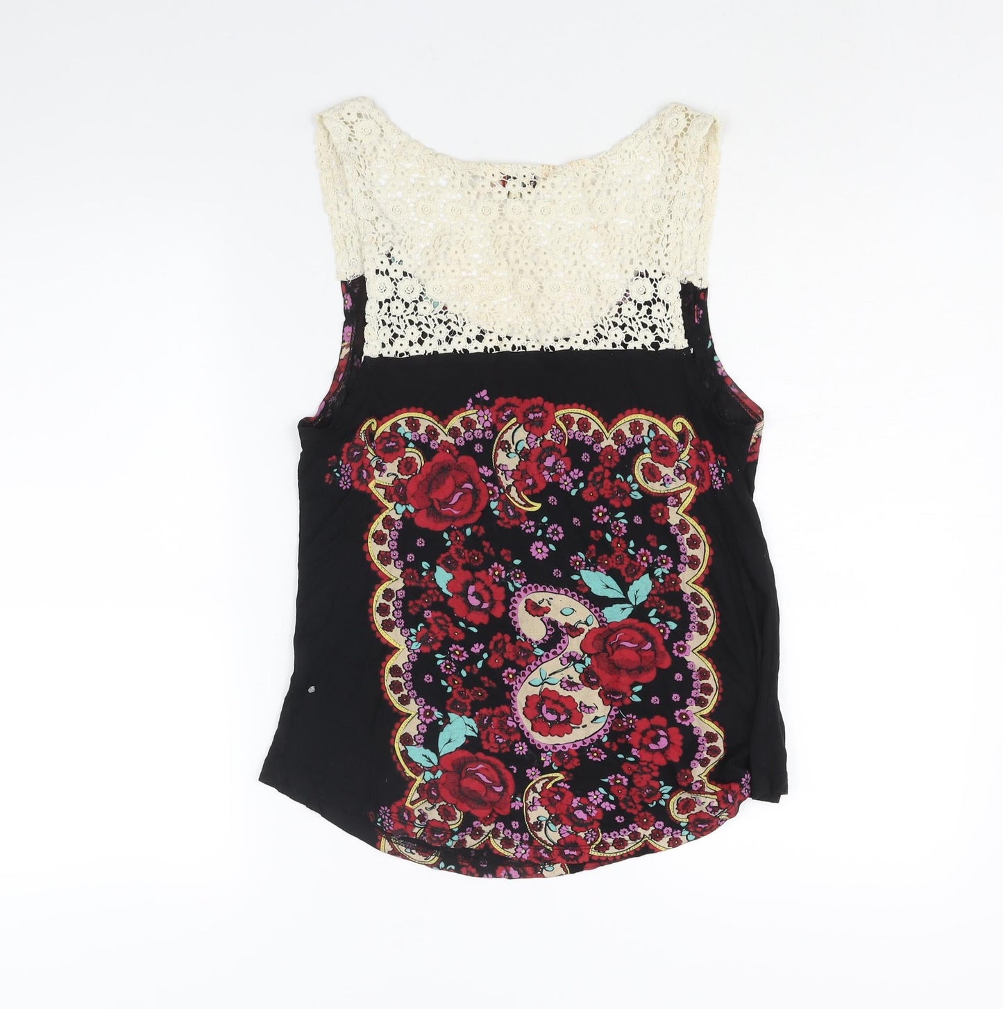 Chelsea Girl Womens Multicoloured Geometric Viscose Camisole Blouse Size 10 Scoop Neck - Lace Detail