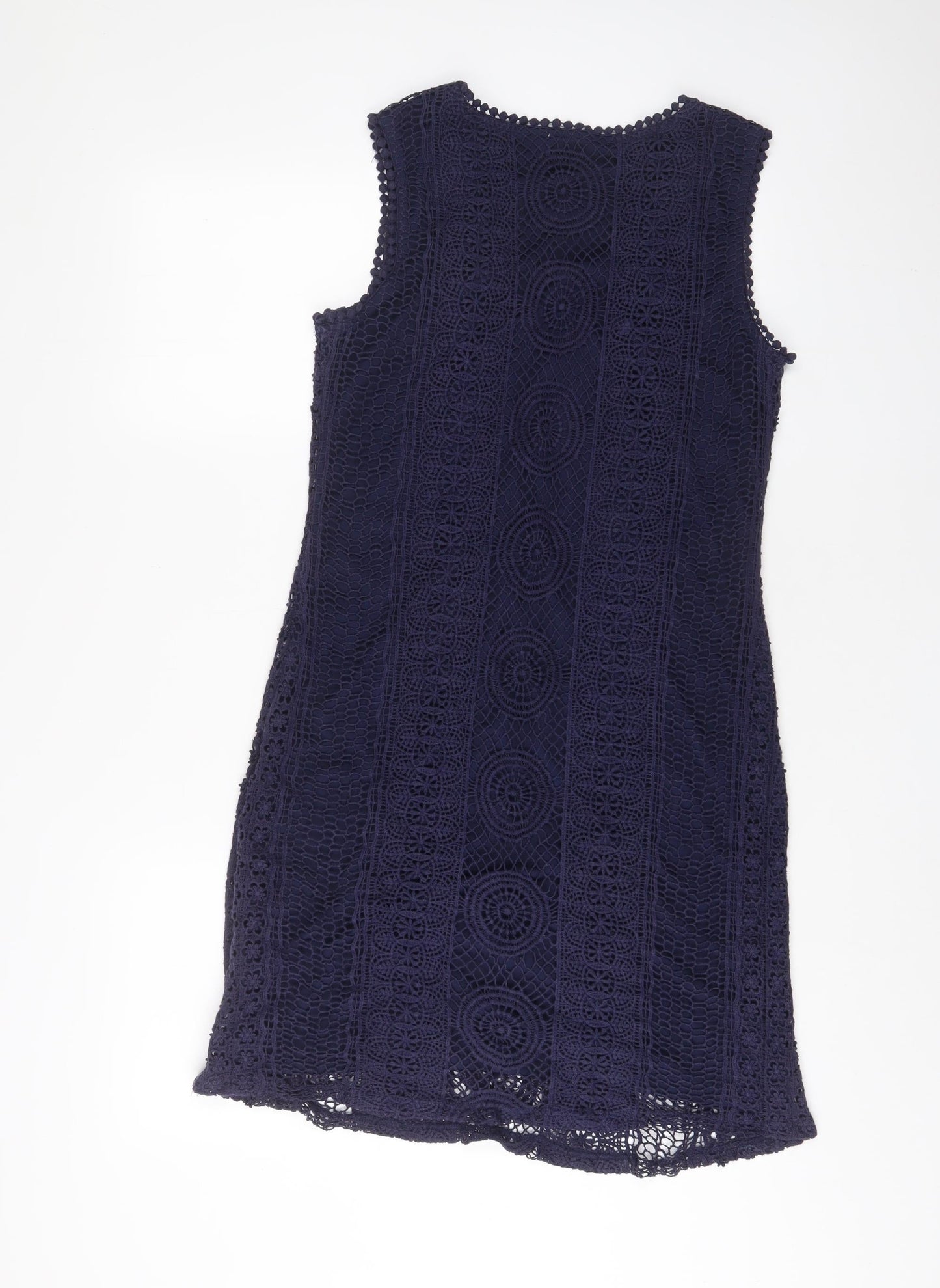 Solitaire Womens Blue Cotton A-Line Size M Scoop Neck Pullover