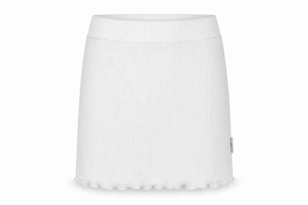 PRETTYLITTLETHING Womens White Cotton A-Line Skirt Size 8 - Lettuce Edging
