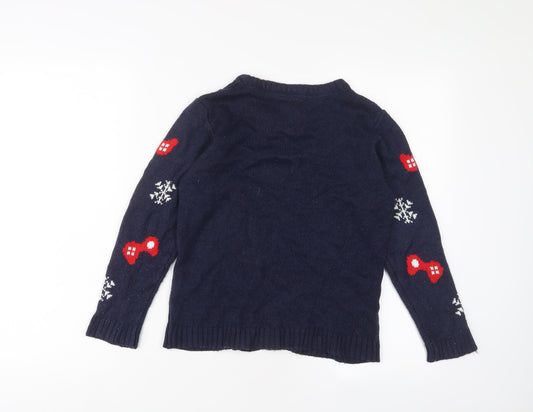 Ridge & Co Boys Blue Crew Neck Acrylic Pullover Jumper Size 8-9 Years Pullover