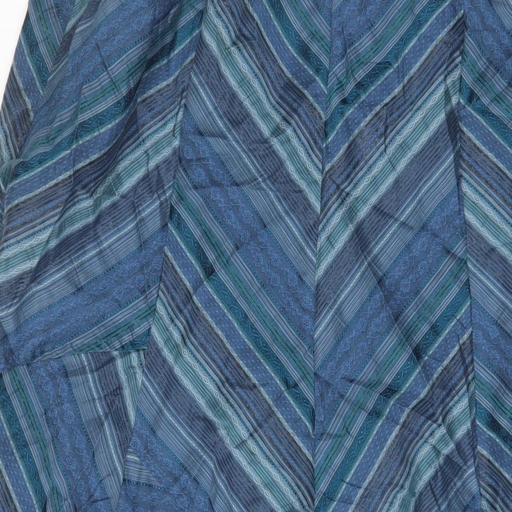 Marks and Spencer Womens Blue Cotton A-Line Skirt Size 16 Zip