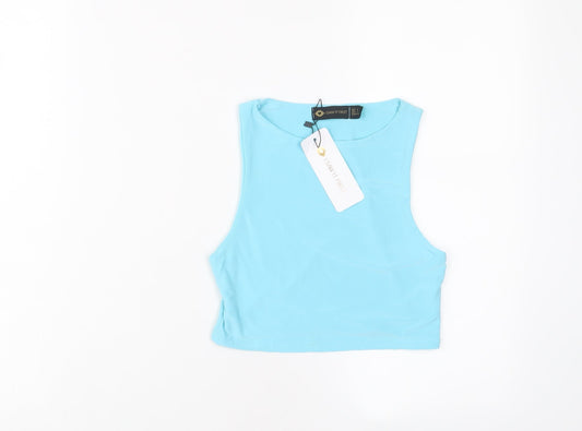 ASSOS Womens Blue Polyester Cropped Tank Size 8 Boat Neck