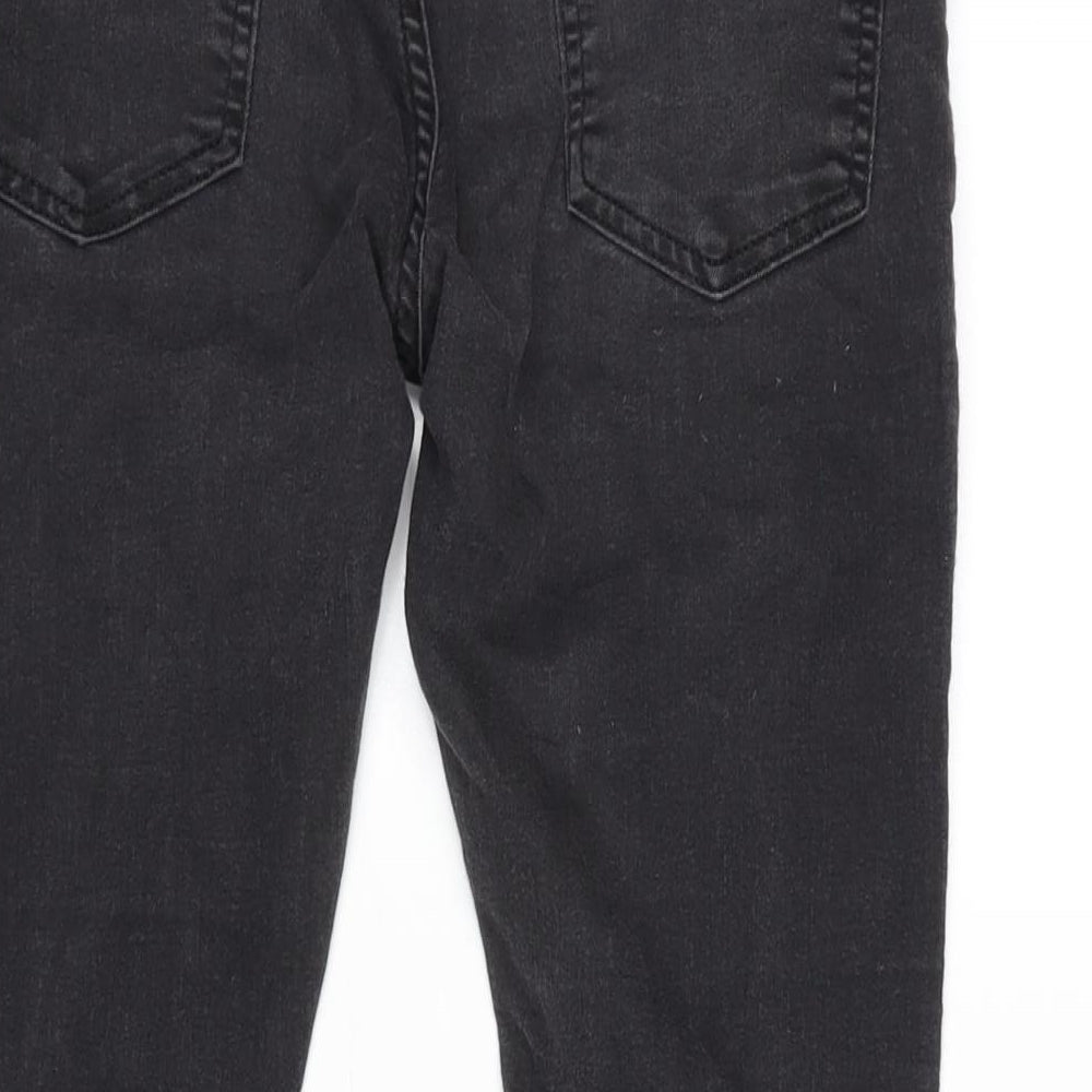 Topman Mens Grey Herringbone Cotton Blend Straight Jeans Size 32 in L27 in Regular Zip
