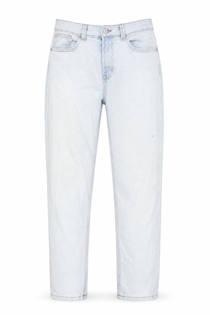 Front view of Denim & Co. women’s blue cotton blend straight jeans, size UK 10, 26.5-inch leg regular zip