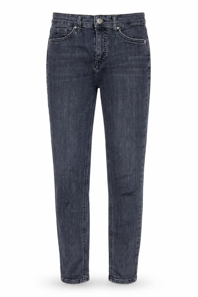 Topshop Womens Grey Cotton Blend Straight Jeans Size 26 in L32 in Regular Zip
