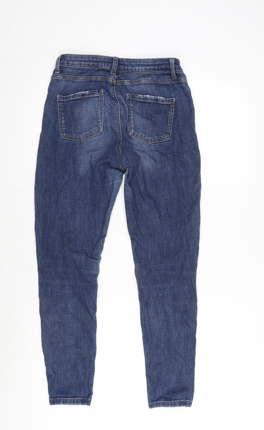 Dorothy Perkins Womens Blue Cotton Blend Tapered Jeans Size 8 L26.5 in Regular Zip