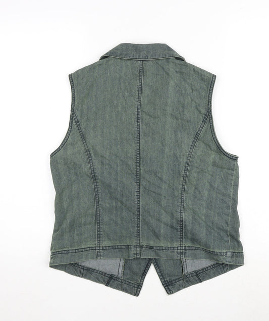 Oscar B Womens Green Gilet Waistcoat Size 14 Button